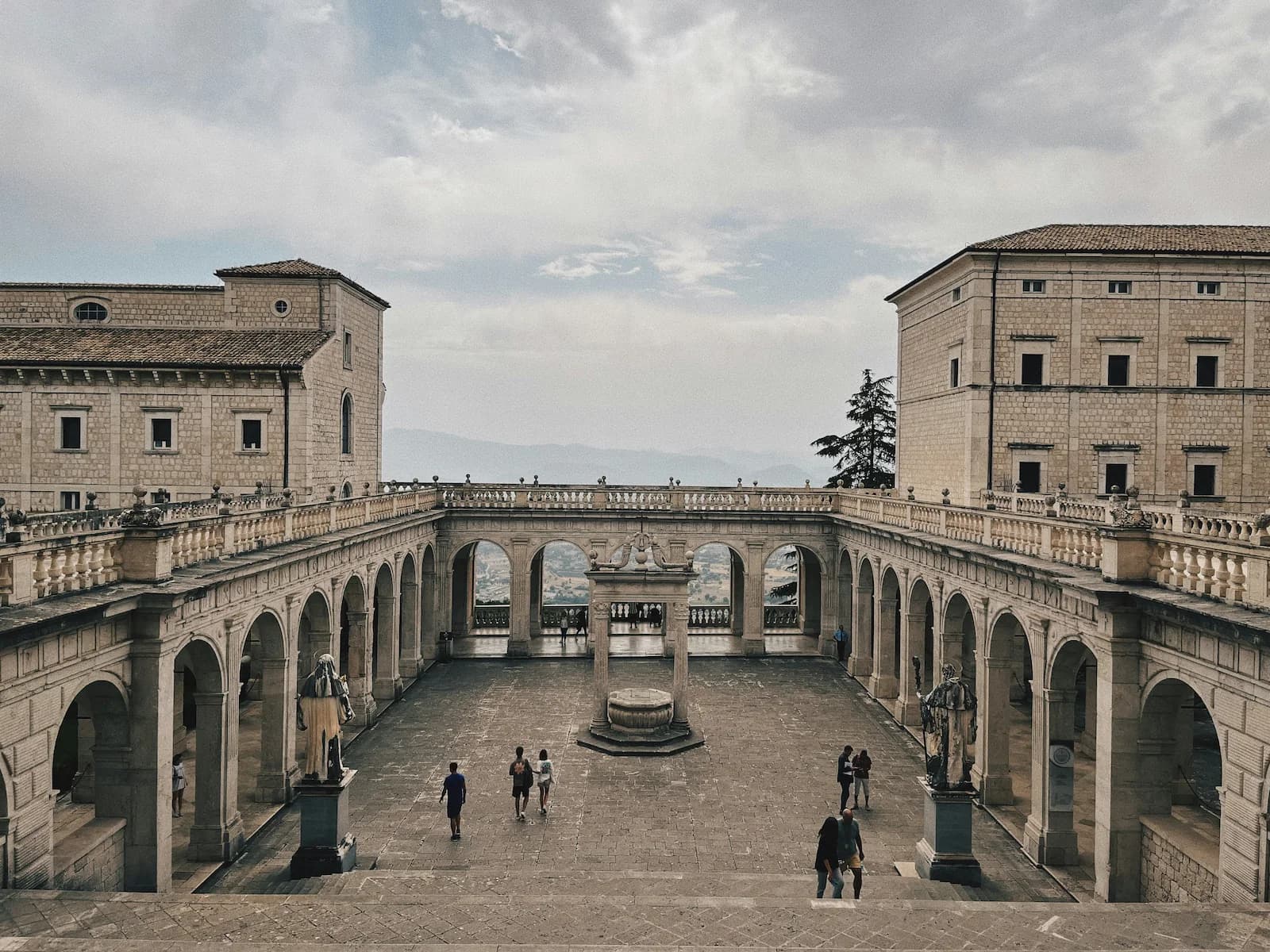 Panoramic view of the Liri Valley from inside the historic Abbey of Monte Cassino, a key strategic site in the Allied advance toward Rome in 1944.