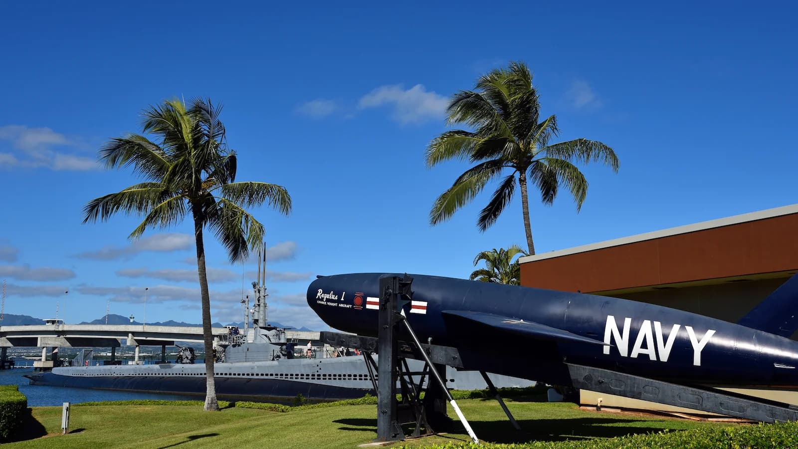 USS Bowfin (SS-287), a World War II Gato-class submarine known as the “Pearl Harbor Avenger,” on display at Pearl Harbor, Hawaii. This highly successful submarine conducted nine war patrols and is one of the most visited historic vessels at the Pearl Harbor National Memorial.