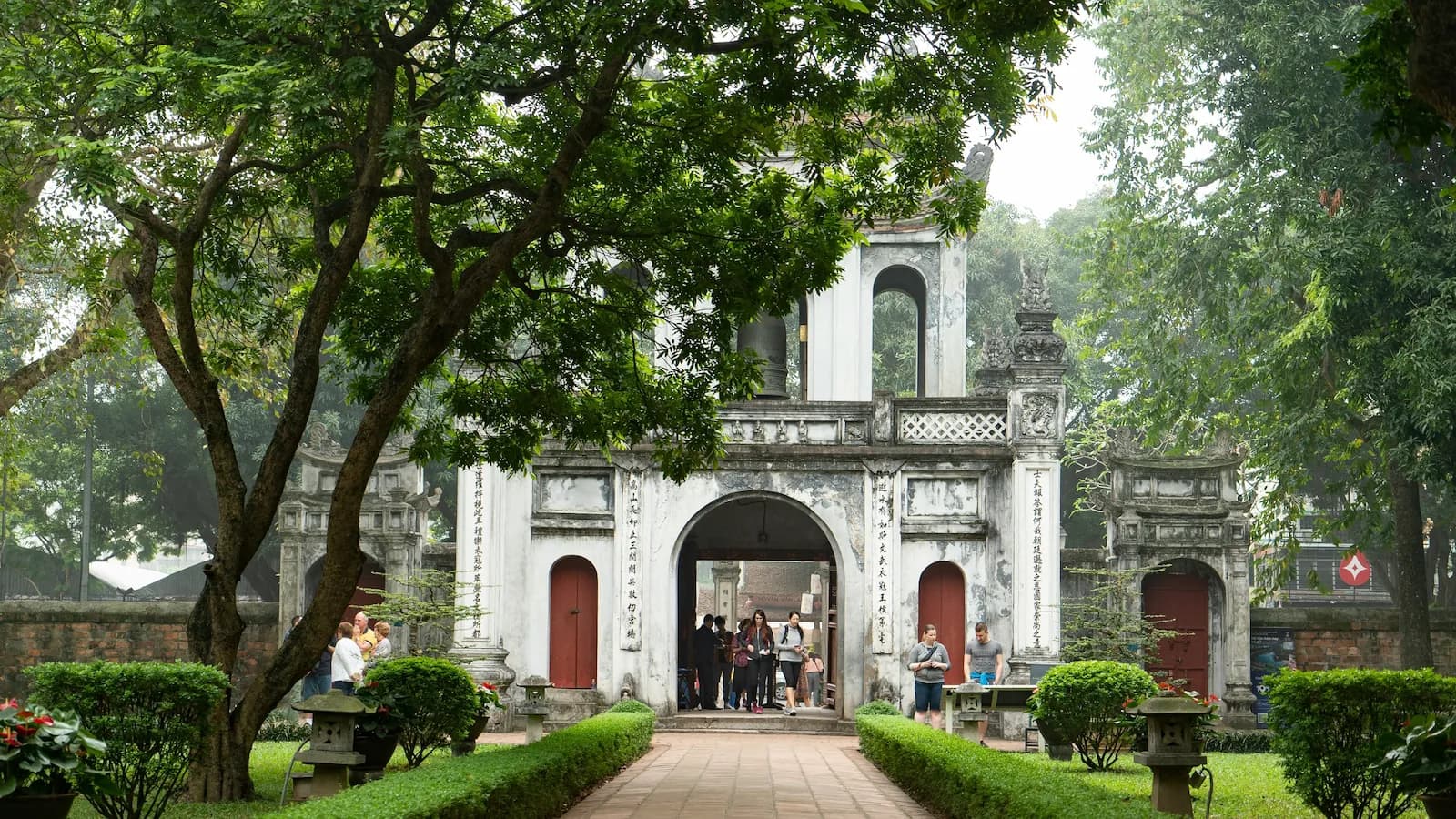 Peaceful courtyard and traditional architecture at the Temple of Literature in Hanoi. Vietnam’s historic center of learning and a UNESCO-recognized heritage site featured on our Essential Vietnam tour.