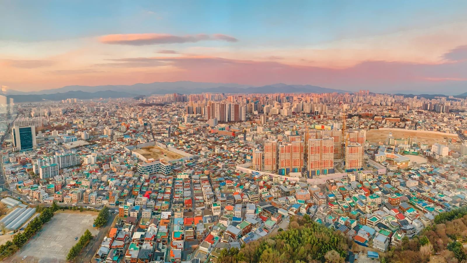 Aerial view of Daegu, South Korea’s fourth largest city and a key hub during the Korean War, visited on Day 2 of Essential History Expeditions’ Essential Korea tour.