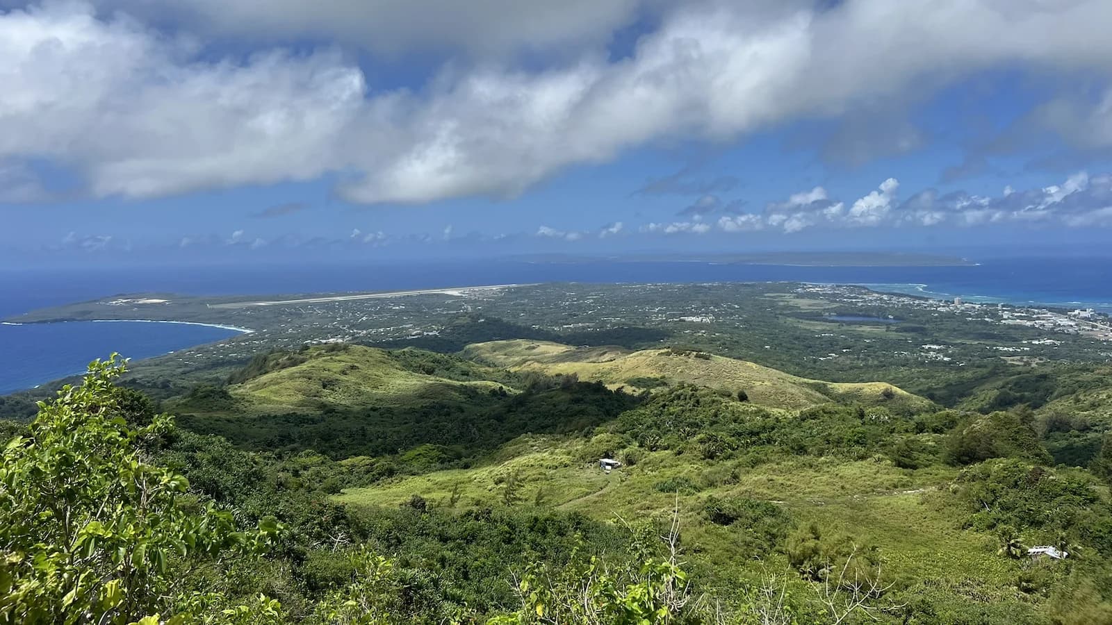 Panoramic view from Mount Tapotchau on Saipan overlooking the island and Pacific Ocean, a key strategic site visited on Essential History Expeditions’ Return to the Pacific 1944-45 WWII tour.