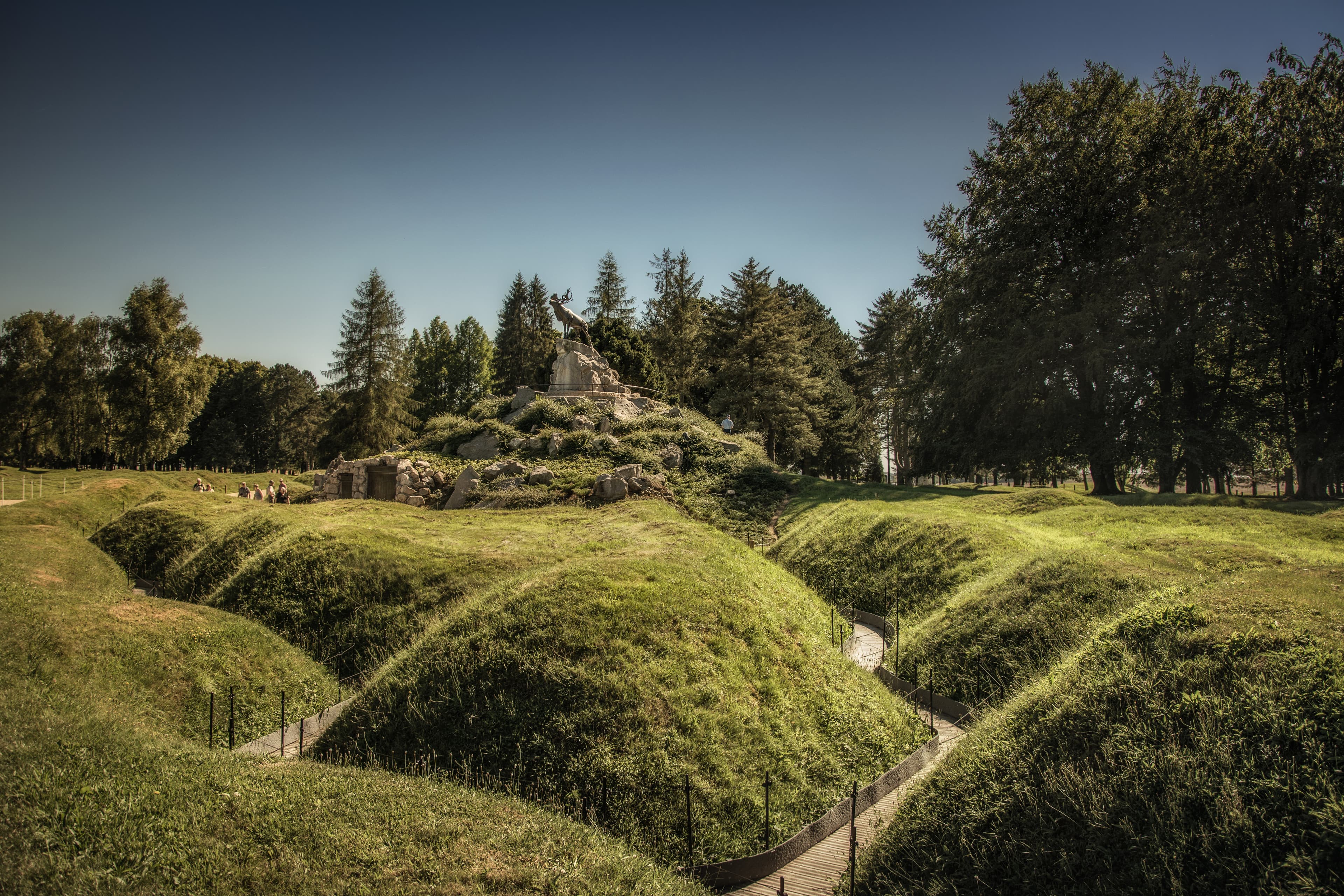 View of preserved trenches from the Somme Battlefield in Thiepval, France