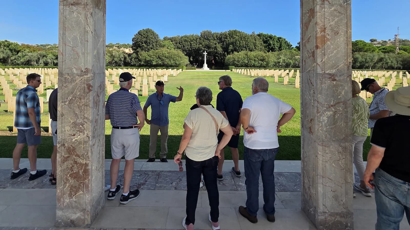 Dr. Brian DeToy discusses historical memory at the Commonwealth War Graves Commission in Sicily as part of the Road to Rome tour.